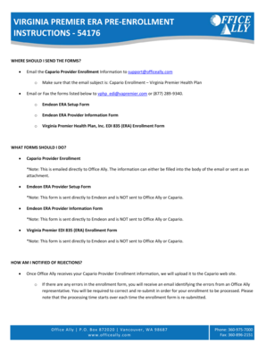 Virginia Premier EDI 835 ERA Enrollment Form