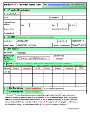 Emdeon ERA Provider Setup Form