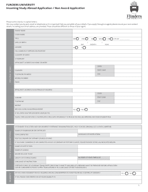 Flinders University Study Abroad Application Form