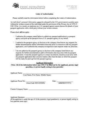 US Passport Application Authorization Letter