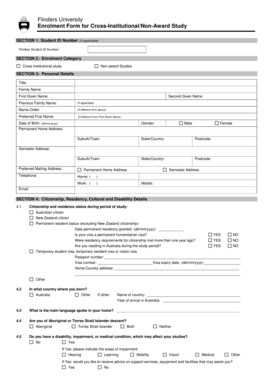 Flinders University Cross-Institutional Enrolment Form