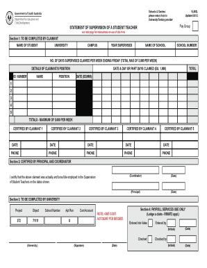 Statement of Supervision of a Student Teacher