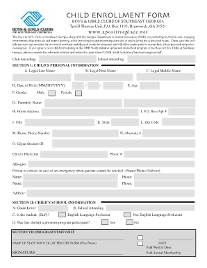 Georgia DHS Afterschool Care Program Income Eligibility Form