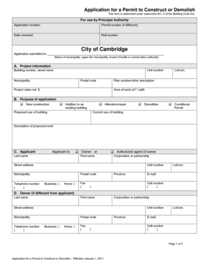 Application for a Permit to Construct or Demolish