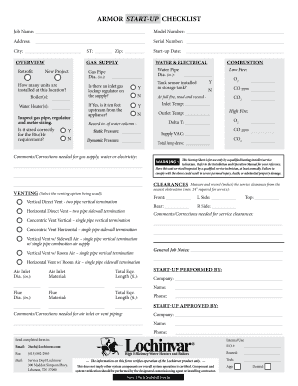 Lochinvar Start-Up Checklist