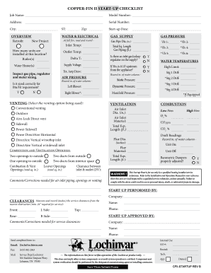 Copper-Fin II Start-Up Checklist