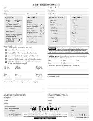 Lochinvar Start-Up Checklist