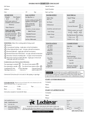EnergyRite Start-Up Checklist
