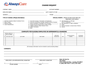 Employee Benefits Change Request Form