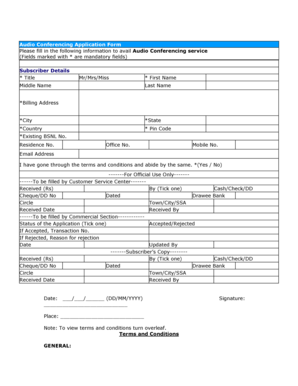 BSNL Audio Conferencing Application Form