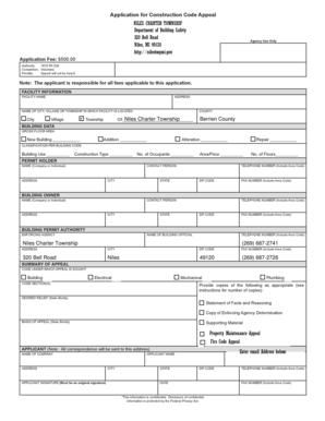 Application for Construction Code Appeal