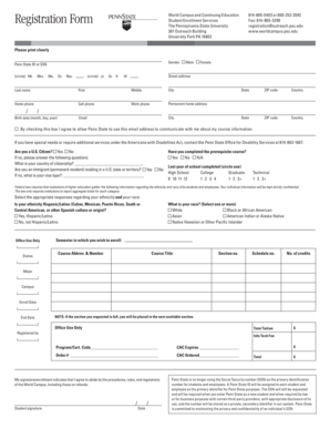 Penn State World Campus Registration Form