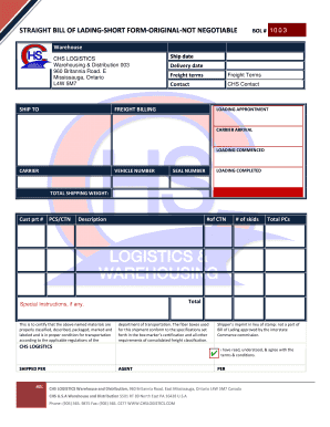 STRAIGHT BILL OF LADING-SHORT FORM ... - CHS Logistics - chslogistics