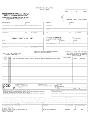 Straight Bill of Lading