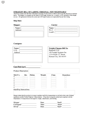 Straight Bill of Lading