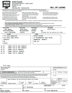 Canadian Bill of Lading