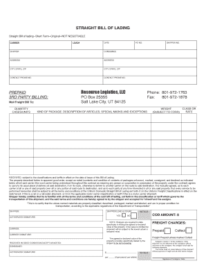 Straight Bill of Lading