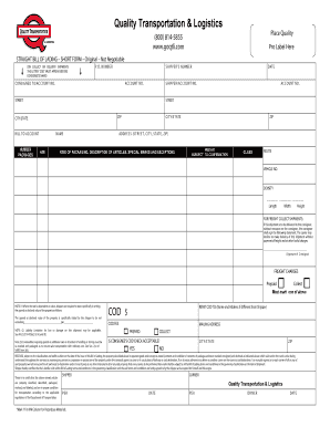 Straight Bill of Lading Short Form