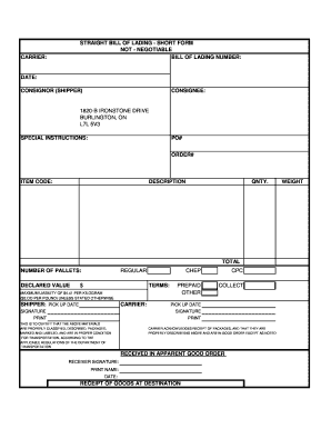 STRAIGHT BILL OF LADING - SHORT FORM NOT - page ...