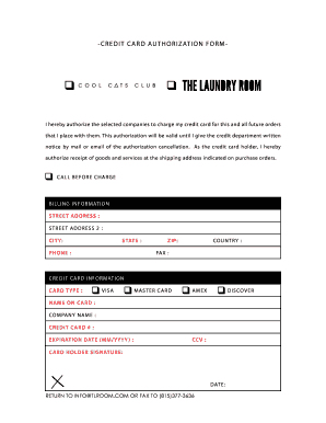 Credit Card Authorization Form
