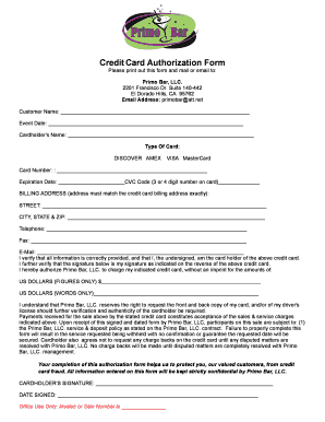 Credit Card Authorization Form