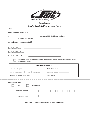 Credit Card Authorization Form
