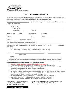 Credit Card Authorization Form