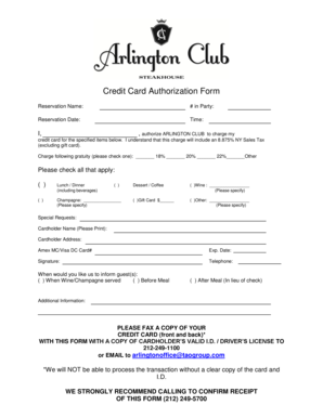 Credit Card Authorization Form