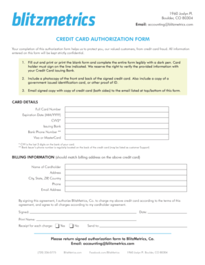 Credit Card Authorization Form