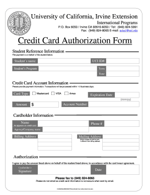 Credit Card Authorization Form