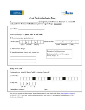 Credit Card Authorization Form