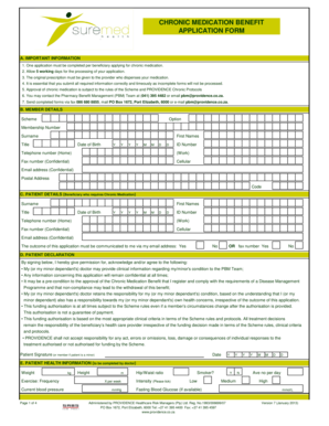 Chronic Medication Benefit Application Form