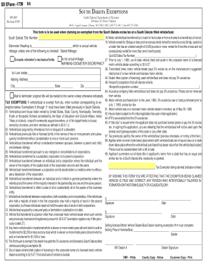 South Dakota MV-609 Tax Exemption Form