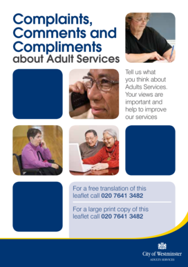 Complaints Booklet - Westminster City Council - transact westminster gov