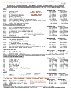 Mandalay Bay Exhibitor Services Order Form