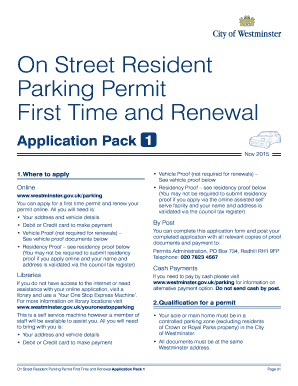 Westminster On Street Resident Parking Permit Application