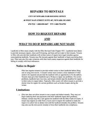 Ohio Tenant Repair Request and Notice to Vacate