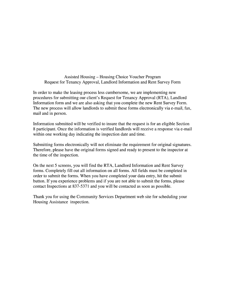 Fillable Online tucsonaz Housing Choice Voucher Program Request for