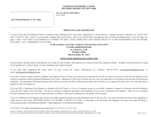 Proof of Claim and Release for General Electric Securities Litigation