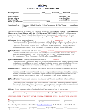 Application to Amend Lease