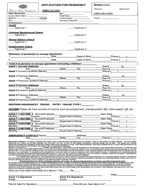 Residential Rental Application Form