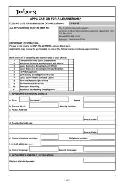 Learnership Application Form