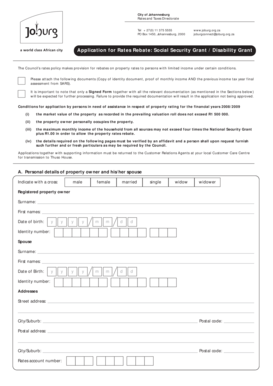 City of Johannesburg Rates Rebate Application