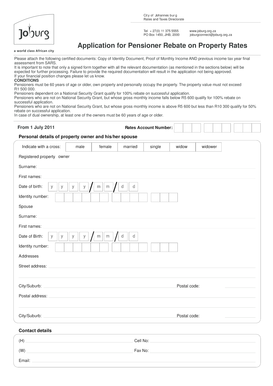 City of Johannesburg Pensioner Rebate Application