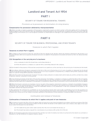 Fillable Online APPENDIX 1 : Landlord and Tenant Act 1954 (as amended ...