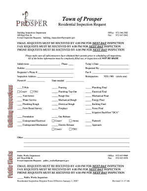 Residential Inspection Request Form