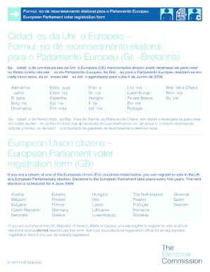 European Parliament Voter Registration Form (UK)