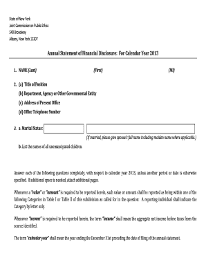 New York Annual Statement of Financial Disclosure