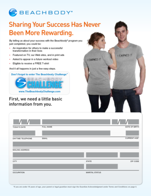 Beachbody Success Story Submission Form