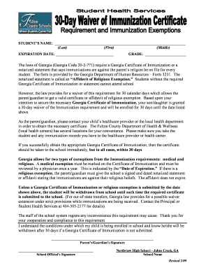 Georgia Immunization Waiver Form